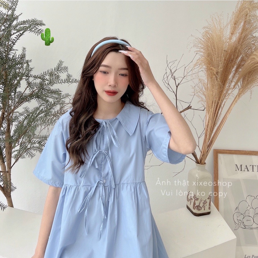 Đầm babydoll dáng suông cột nơ dây ngực cực xinh , chất kate nhật mềm mịn mát