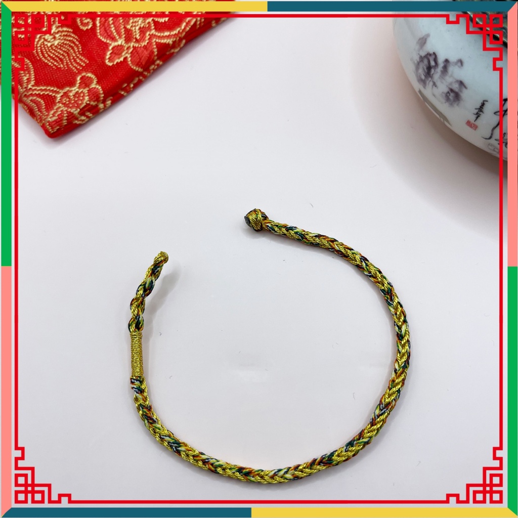Vòng tay may mắn chỉ ngũ sắc phối chỉ vàng mang lại tài lộc kích thước 15cm/16cm/17/18cm