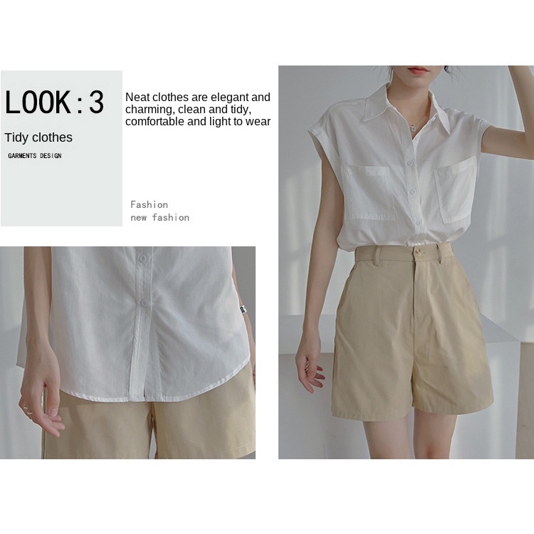 Áo Sơ Mi Trắng Tay Ngắn Hai Túi Dáng Rộng Thời Trang Mùa Hè Hàng Mới  Dành Cho Bạn Nữ