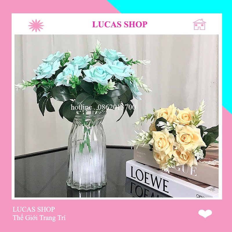 Cụm Hoa Hồng Cánh Xoắn 30cm 7 Nhánh (Kèm Lá)  Decor Nhà Cửa, Trang Trí Chụp Ảnh