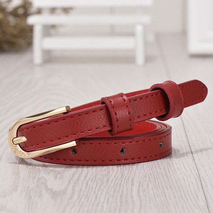 Thắt Lưng Da Bản Nhỏ Màu Trơn Khóa Kim Loại Thời Trang Cho Nữ