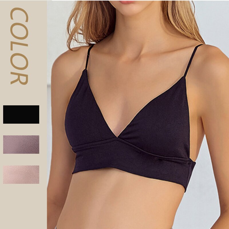 Áo ngực TAKETALK hình tam giác cổ chữ V không gọng không đường may 3 màu trơn tuỳ chọn cỡ S-L cho nữ