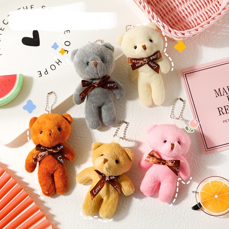 Móc khoá gấu teddy đeo nơ xinh xinh