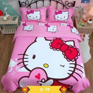 Bộ chăn ga gối mèo kitty cho bé yêu nhà mình. Có giấc ngủ ngon trọn tình yêu thương, hàng cottongg cao cấp 100% mềm mịn