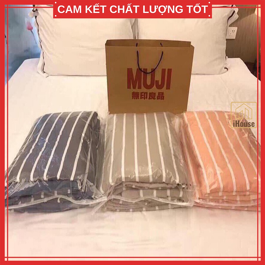 Chăn đũi Muji nhập khẩu mùa hè thu trẻ em, Chăn cotton đũi cho bé cao cấp kẻ sọc đắp điều hòa iHouse