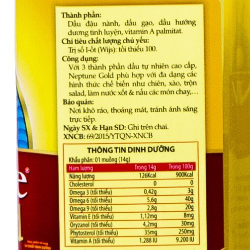 Dầu Ăn Neptune Gold Chai 1 Lít