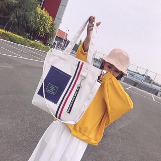 Túi tote sọc phối túi