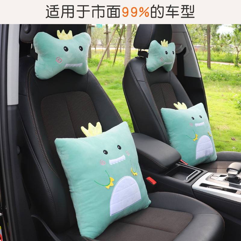 Set Gối Tựa Đầu Tựa Lưng Trên Oto Hình Hoạt Hình Dễ Thương