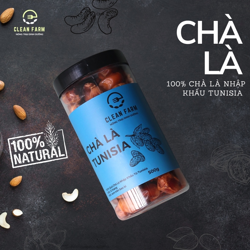 Hộp 500 g Chà Là Sấy Khô Quả Rời CLEAN FARM Nhập Khẩu Tunisia - Ăn vặt healthy