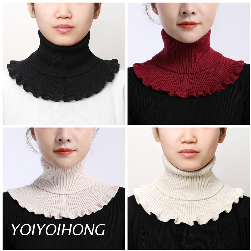 Khăn Choàng Cổ Dệt Kim Màu Trơn Phối Bèo Có Thể Tháo Rời