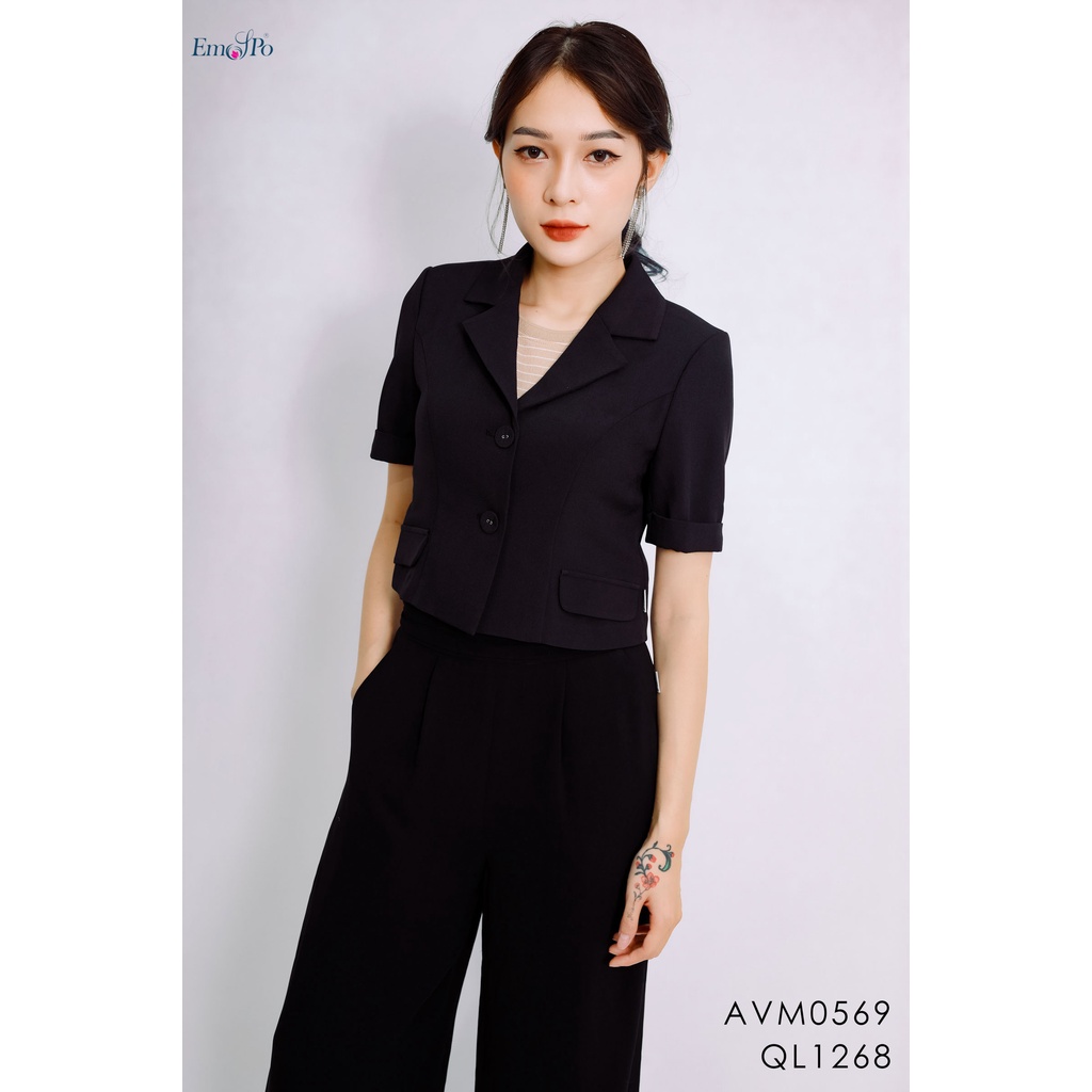 Quần ống suông Emspo, cạp to, bấu mí QL1268