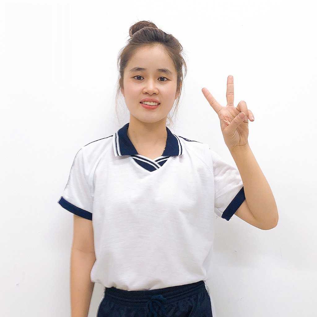 ÁO THỂ DỤC học sinh CỔ BẺ - Áo thun thể dục TRẮNG - Áo thun thể thao nam nữ - NH Kids Shop