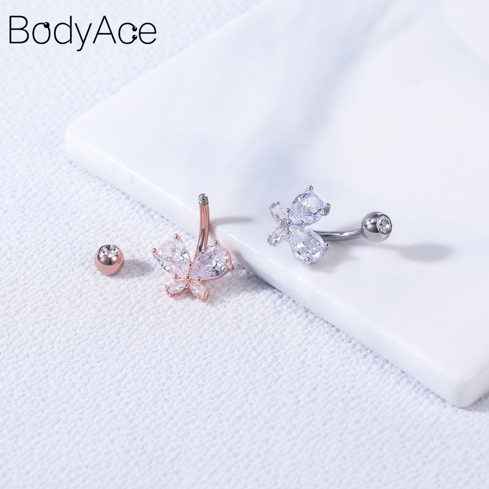 1 Khuyên RốN HìNh Hoa BằNg ThéP Không Gỉ