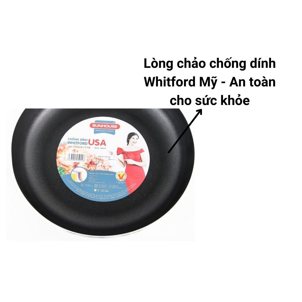 Chảo trơn chống dính Sunhouse CT26MT size 26cm