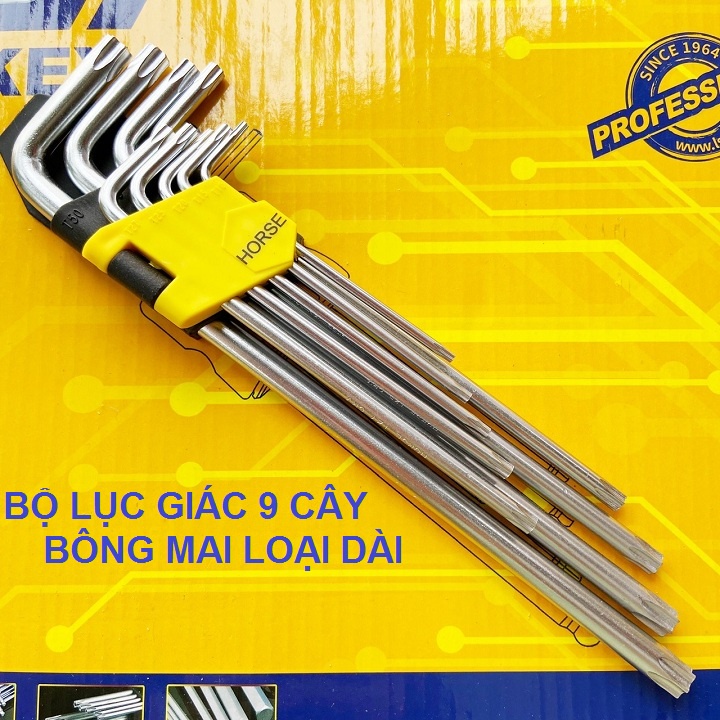 [Loại Dài] Bộ vít lục giác bông mai, bộ lục giác hoa thị 9 cây ( chính hãng)