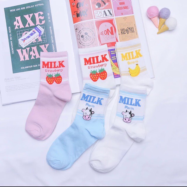 tất cổ cao Milk dễ thương, vỡ nữ cổ cao milk phong cách Hàn quốc BIO SHOP