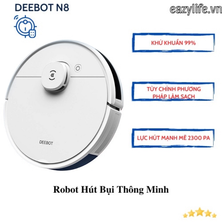 Robot hút bụi lau nhà thương hiệu Ecovacs Deebot N8, Khử Khuẩn Sạch Sẽ An Toàn Bảo Vệ Sức Khỏe Sẵn