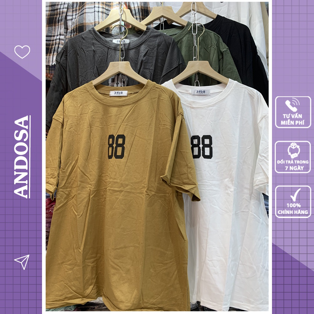 Aó phông nam nữ 3158 tay lỡ form rộng in hình thun unisex chất cotton hàng Quảng Châu ANDOSA AT21