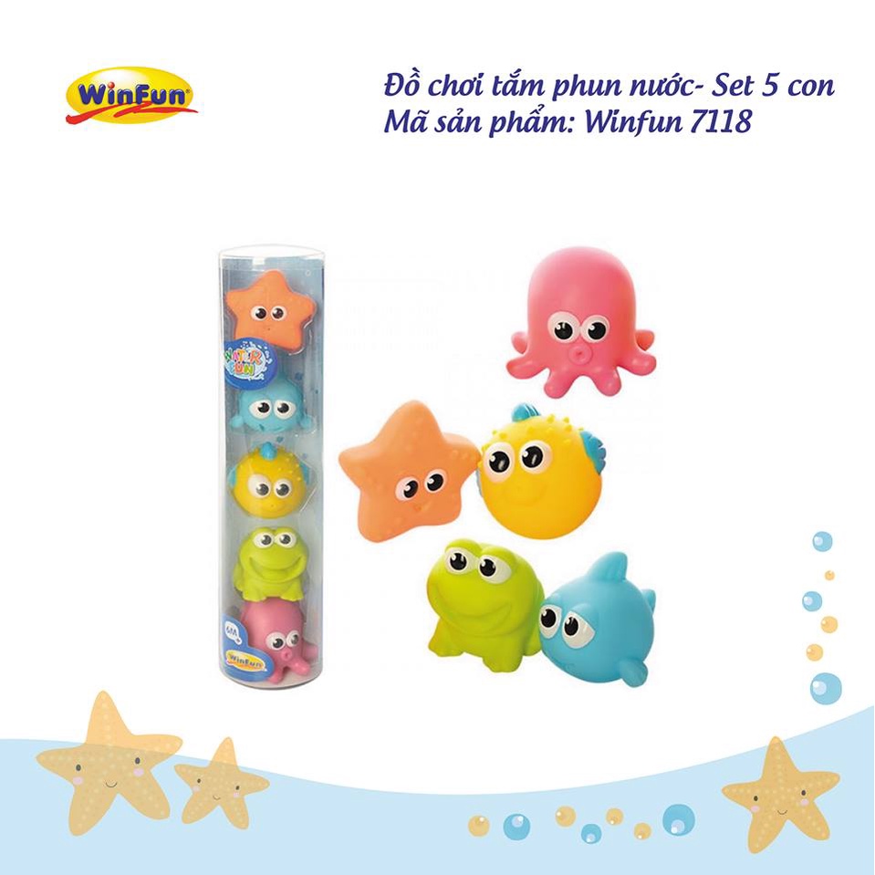 FREE SHIP !!!  Set 5 món đồ chơi tắm phun nước Winfun 7118