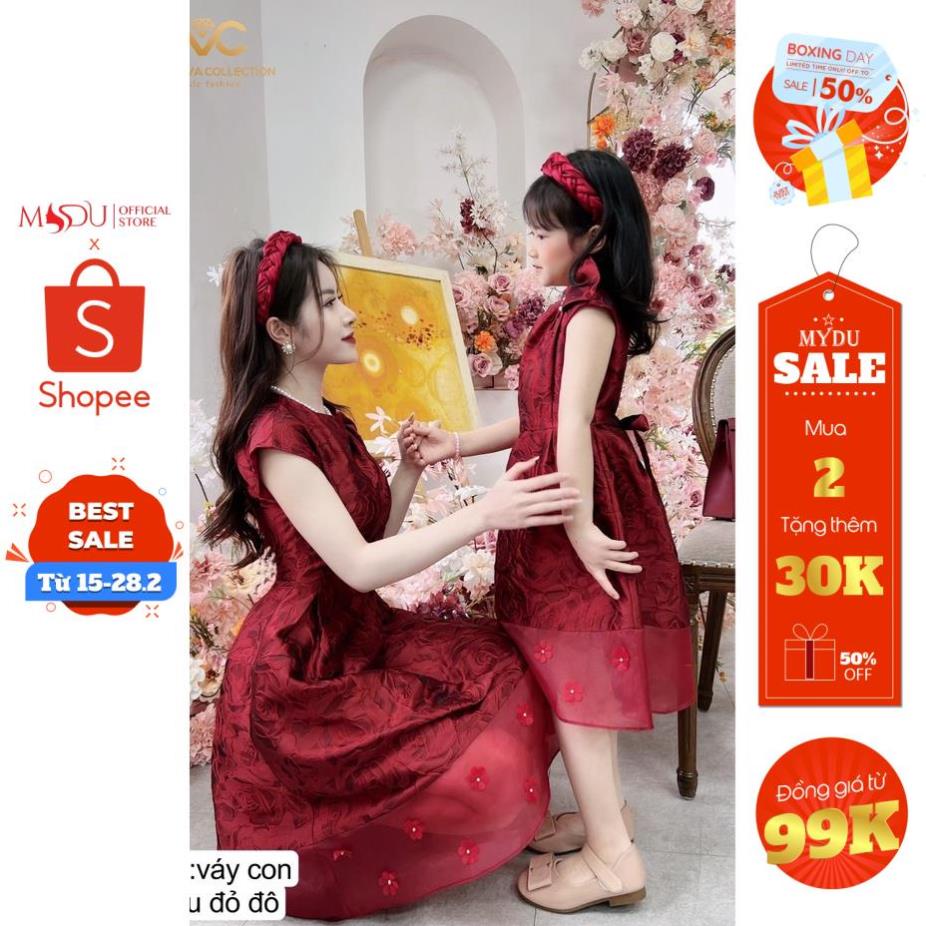 Combo Váy đầm tafta đỏ mẹ và bé - DVC