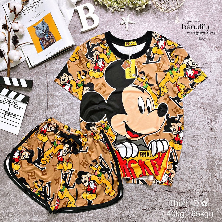 Bộ Ngủ Pijama Thun Lạnh 3D Cao Cấp Tay Ngắn Quần Đùi Họa Tiết Hoạt Hình Dễ Thương P2