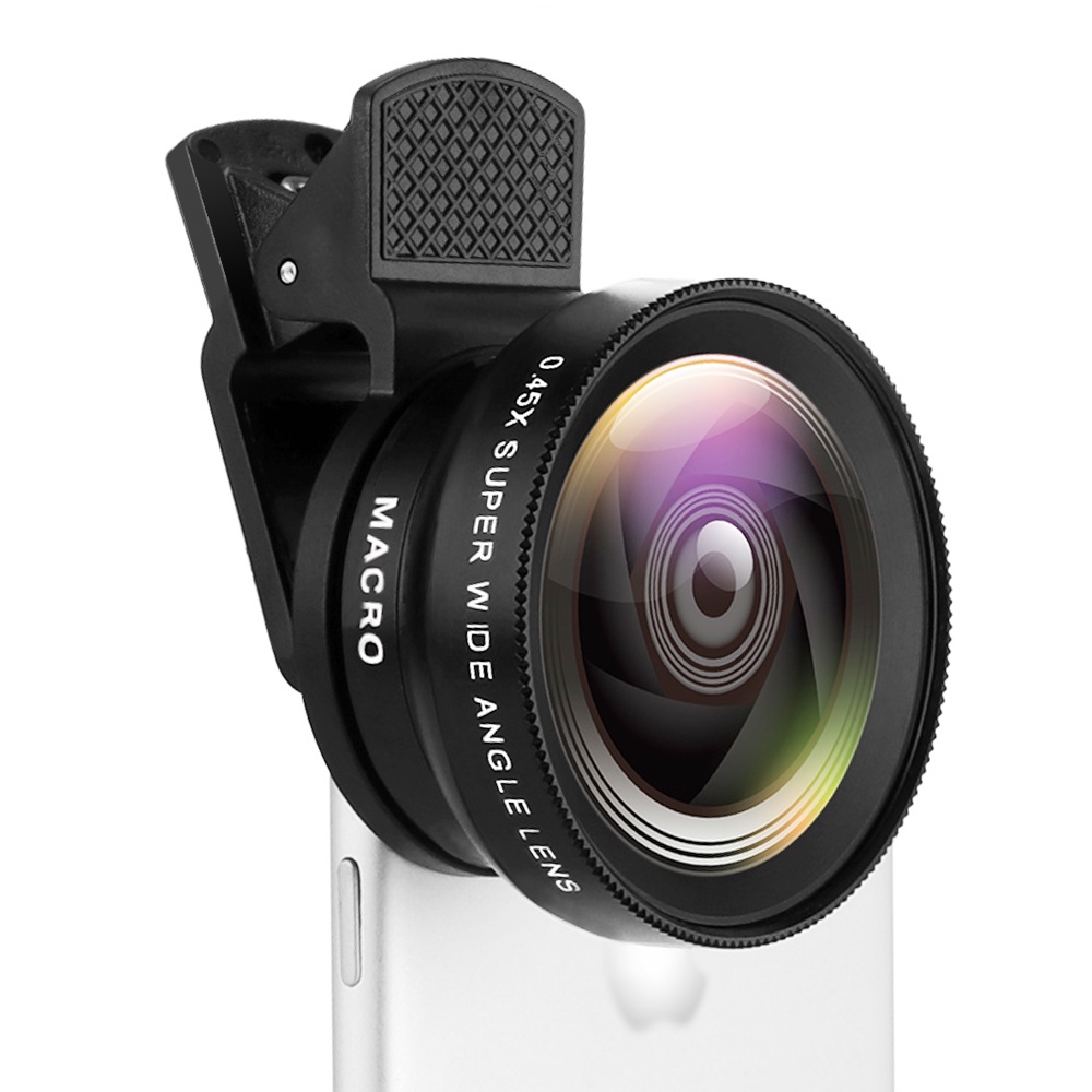 Ống kính góc rộng 0.45x 12.5x macro HD 2 chức năng thông dụng chất lượng cao cho điện thoại iPhone android