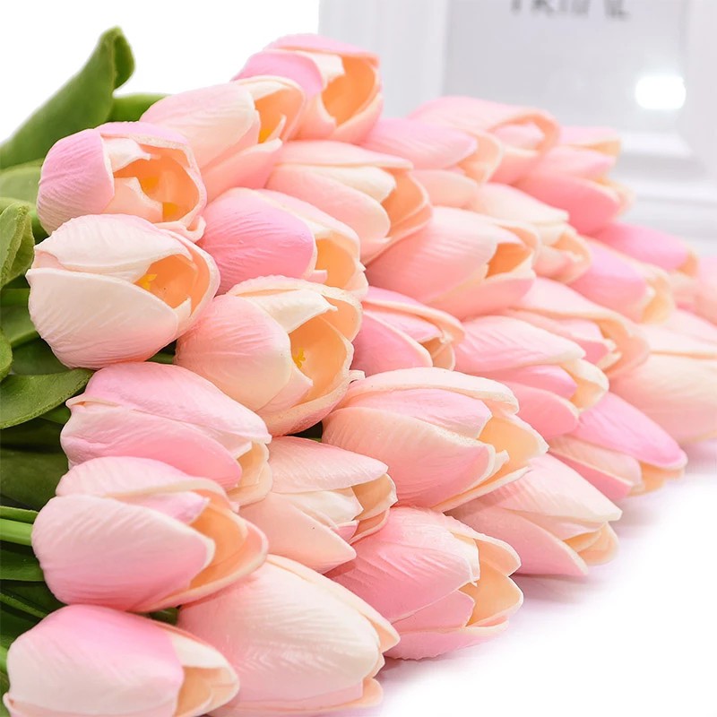 Bộ 10 Bông Hoa Tulip Giả Bằng Latex Trang Trí Tiệc Cưới