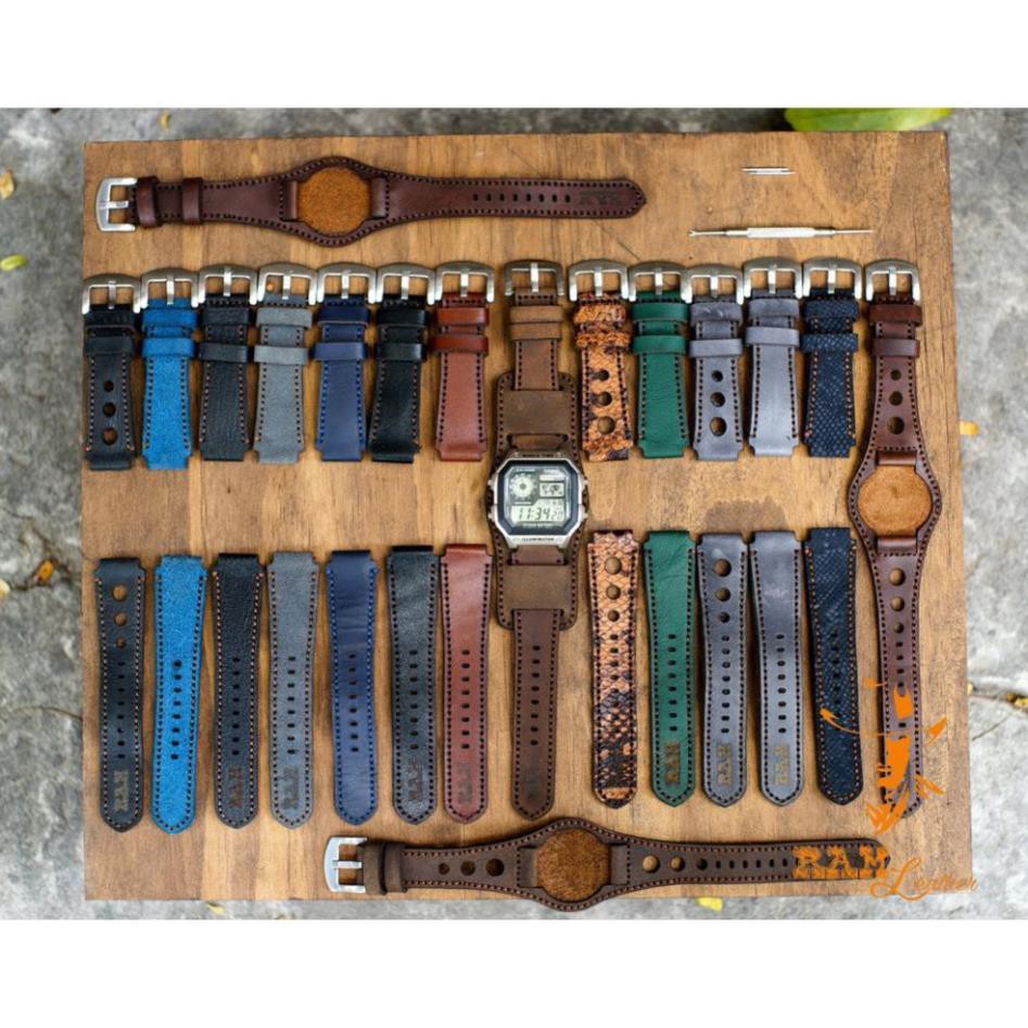 TỔNG HỢP DÂY ĐỒNG HỒ DA BÒ CHO CASIO AE 1200 - BẢN CAO CẤP - CHÍNH HÃNG RAM LEATHER TẶNG FULL PHỤ KIỆN *