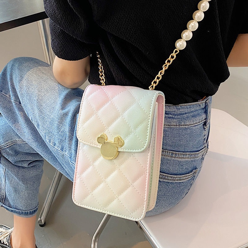 Túi Đeo Chéo Mini Đựng Điện Thoại Đính Hạt Thời Trang Xinh Xắn Cho Nữ