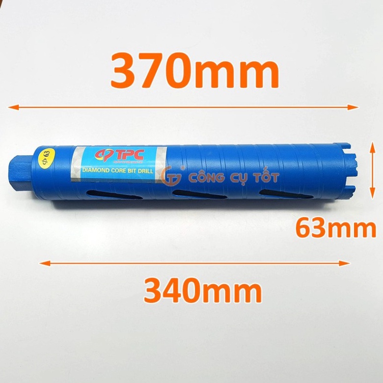 Mũi khoét tường khô kim cương mạ điện ren nối M22 Ø63 x 370mm