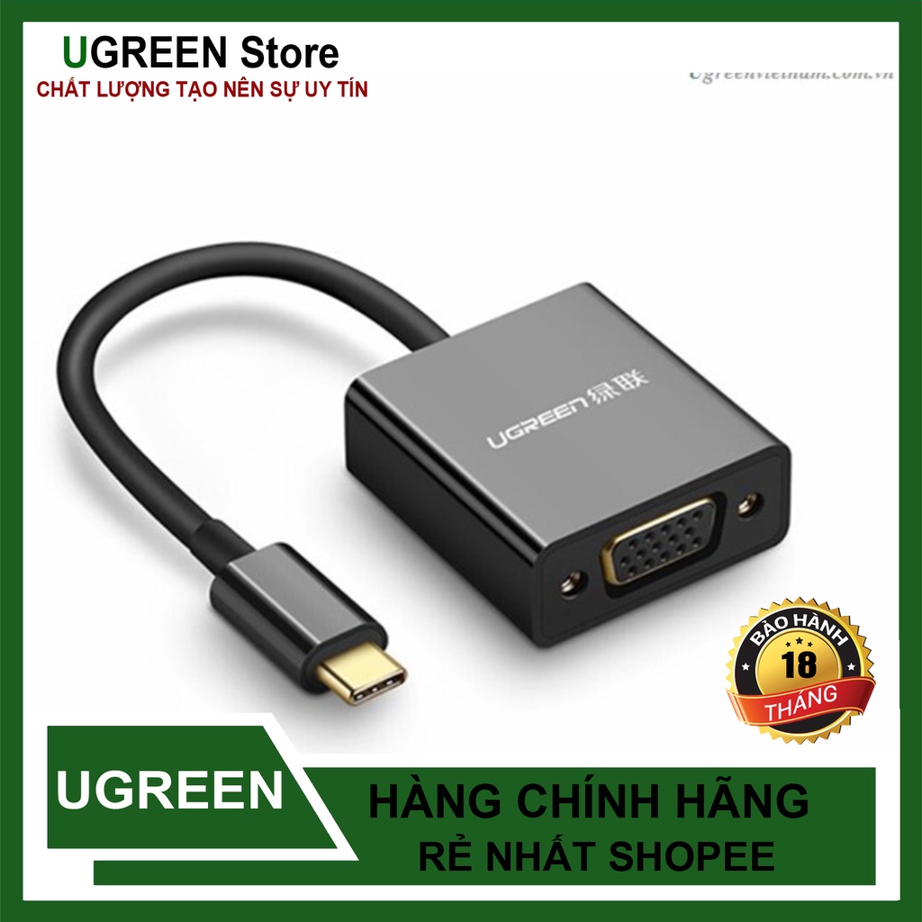 [Mã 155ELSALE giảm 7% đơn 300K] Cáp USB Type-C to VGA Full HD 1080p@60Hz chính hãng UGREEN 50250