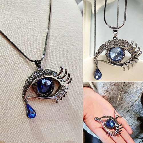 Dây chuyền hợp kim mặt hình đôi mắt đính đá độc đáo