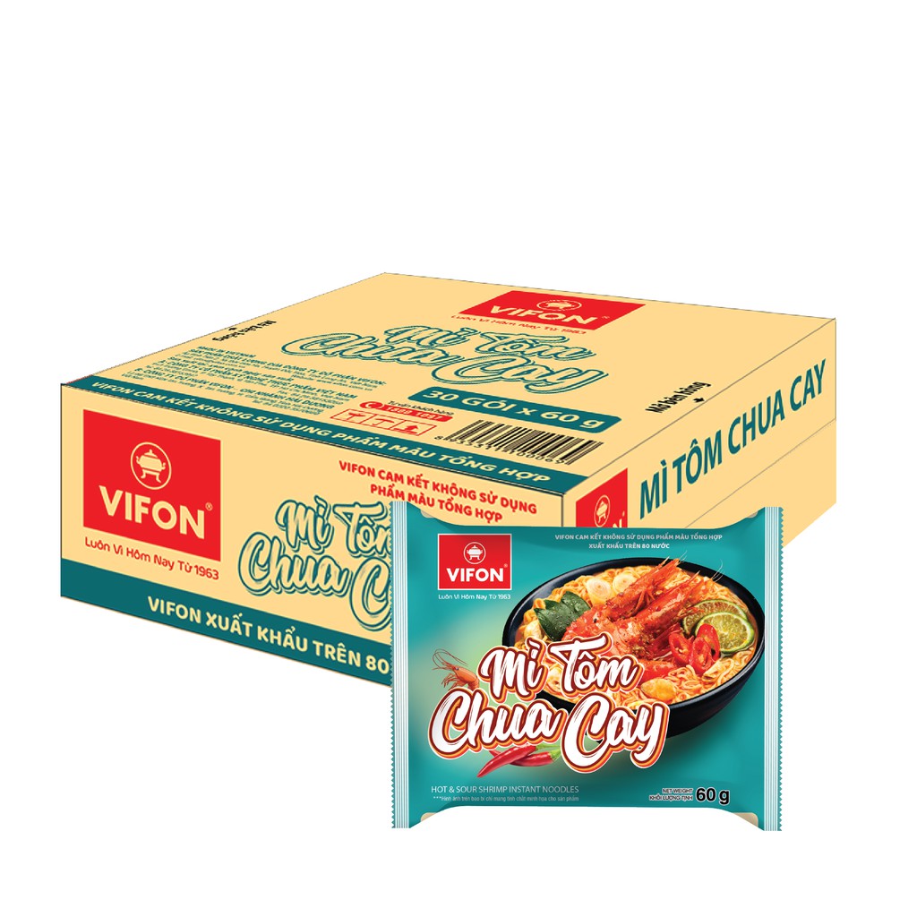 Thùng 30 Gói Mì Tôm Chua Cay VIFON 60g/gói | BigBuy360 - bigbuy360.vn