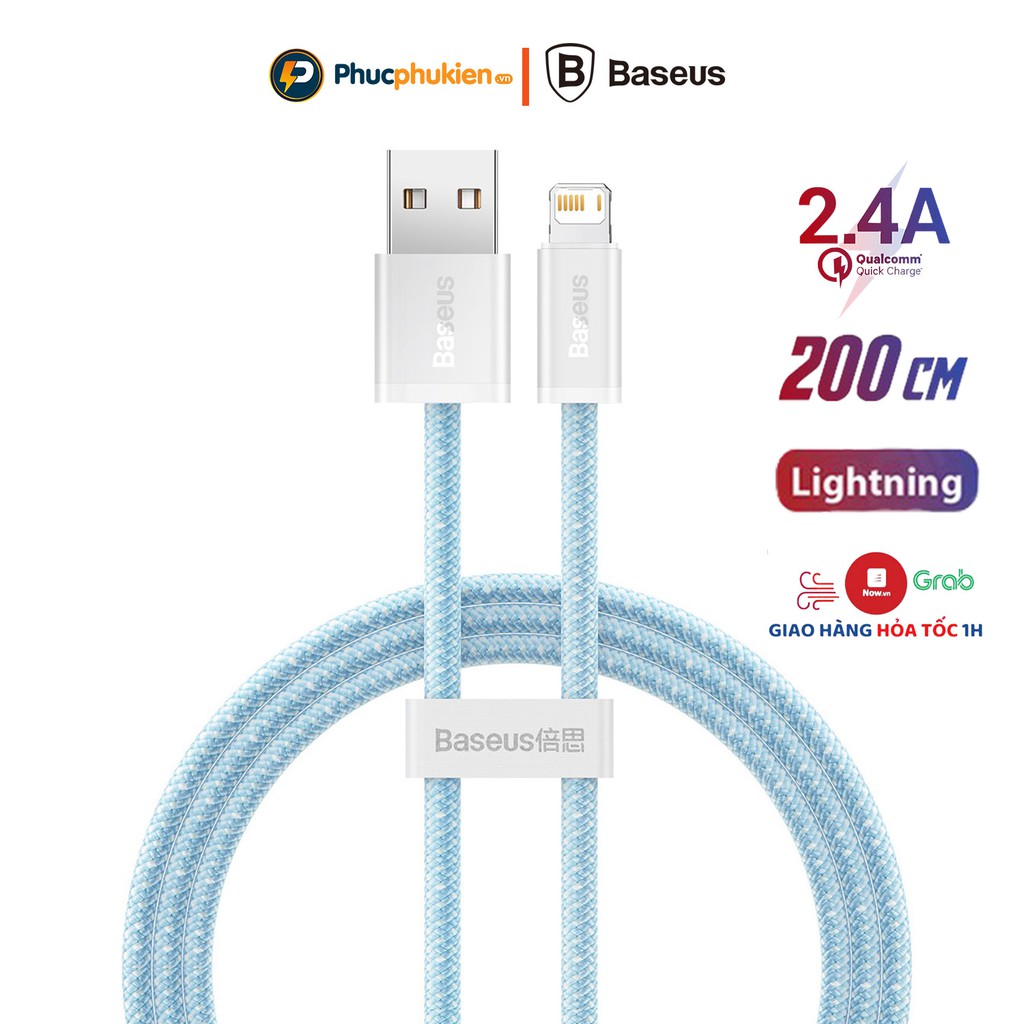 Dây sạc 2m chính hãng Baseus Dynamic sạc nhanh 12w cho iPh 5 đến 13 pro max-Phúc Phụ Kiện Bảo hành 12 tháng 1 đổi 1