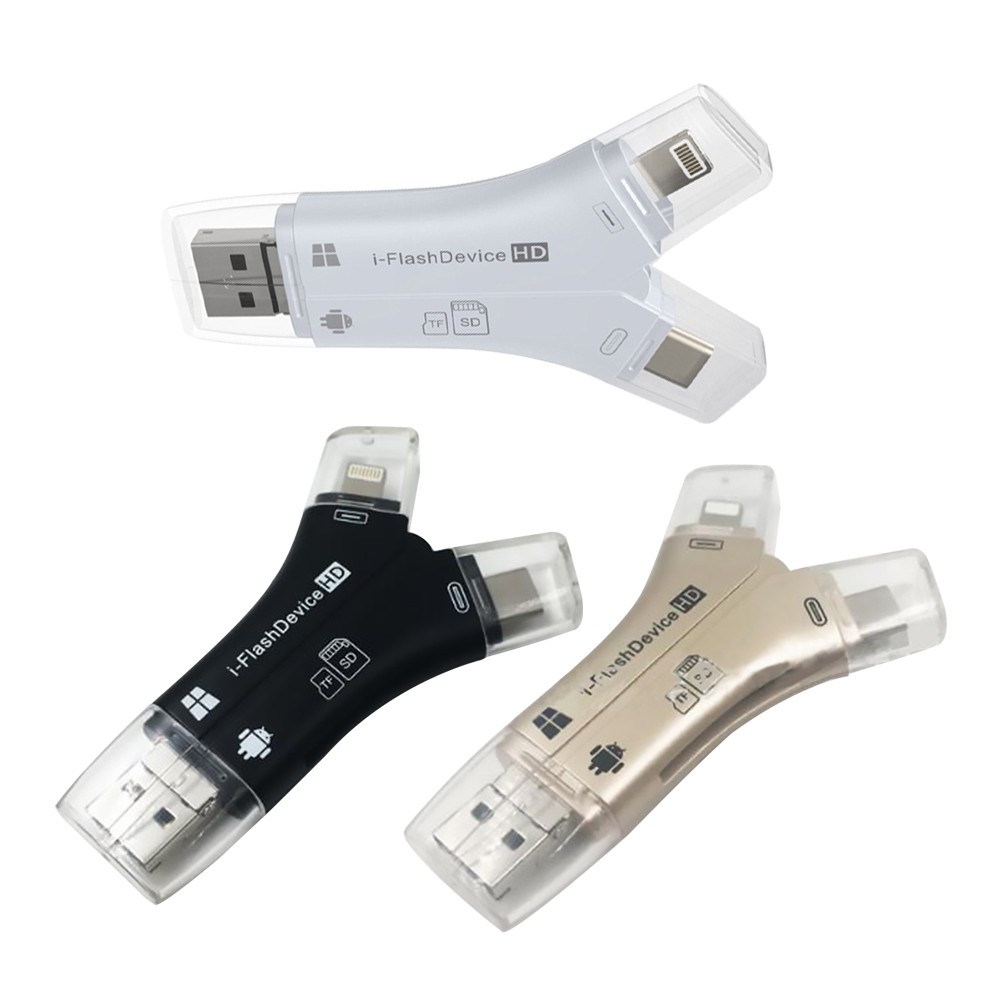 Đầu Đọc Thẻ Nhớ Usb I-flash Drive Hd Micro Sd Tf 4 Trong 1 Cho Ipad Iphone Android Pc