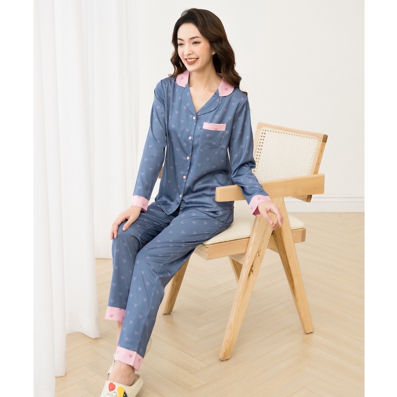 [NEW - Chính Hãng] Bộ Pijama Dài Tay Lụa Cao Cấp Họa Tiết Đẹp Chất Liệu Mát Mềm Mịn Phom Chuẩn Sang Xịn