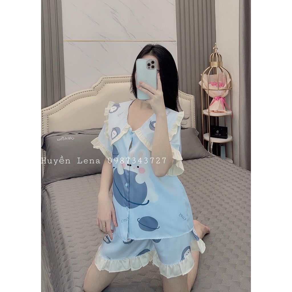 Bộ ngủ lụa tay ngắn quần đùi chất liệu latin (kèm video và ảnh thật) | BigBuy360 - bigbuy360.vn