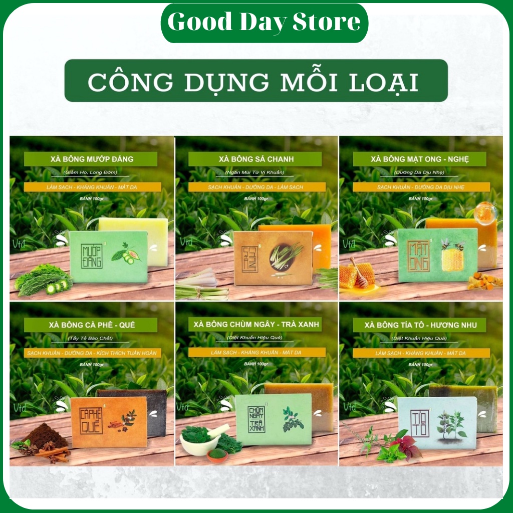 Xà Bông Sinh Dược 100% Nguyên chất từ thiên nhiên - 1 bánh 100g