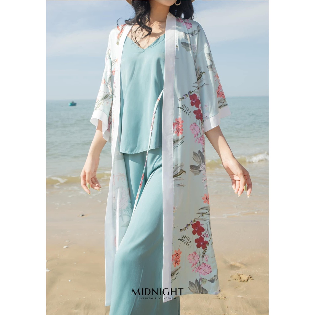 Đồ ngủ mặc nhà Kimono In Hoa - Midnight Sleepwear