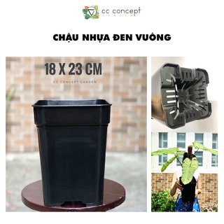 Chậu nhựa đen vuông 18x23cm
