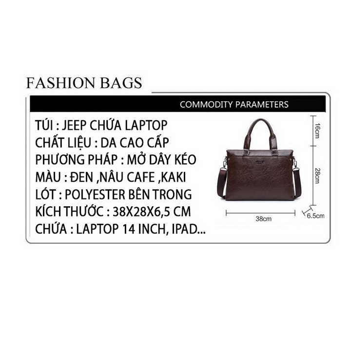 [FreeShip-Hàng Siêu Cấp] Túi xách Jeep Buluo chứa laptop 14 inch-Túi đeo chéo Jeep Buluo