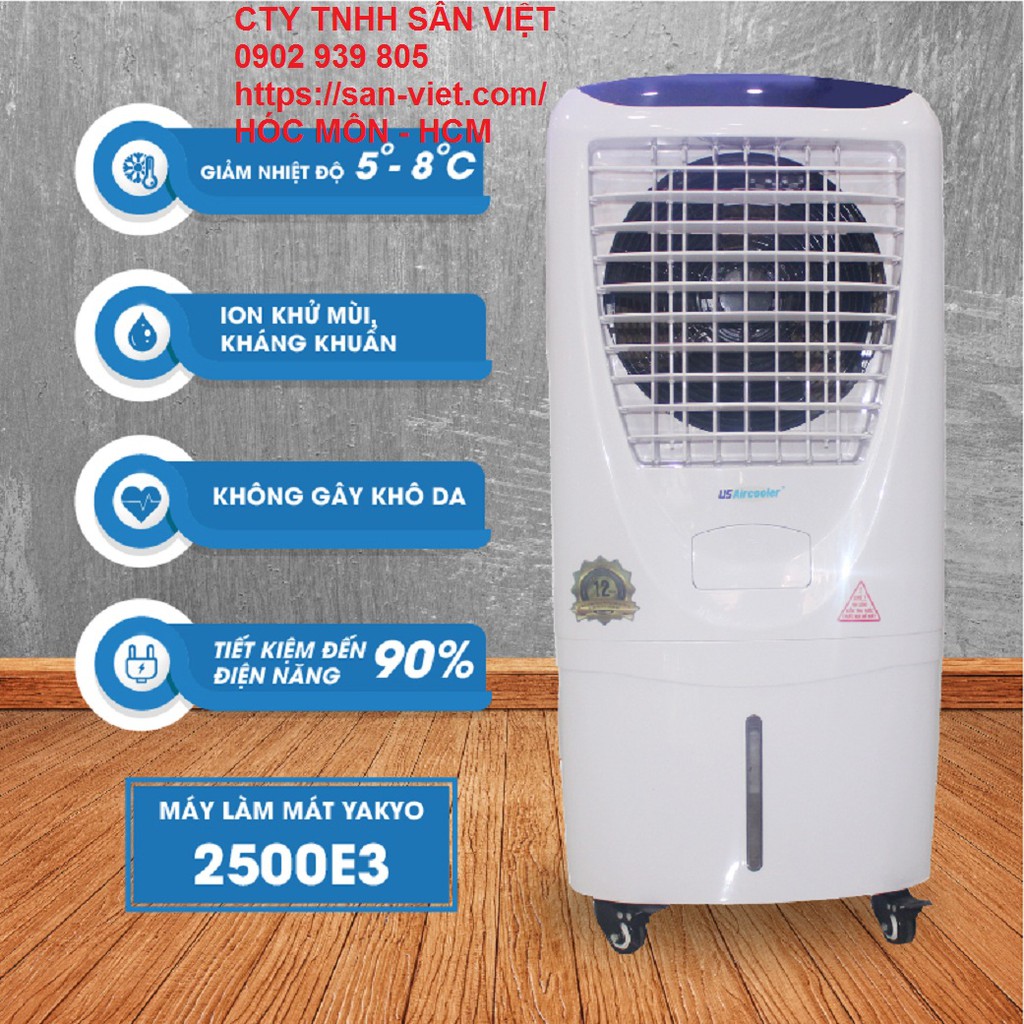 MÁY LÀM MÁT KHÔNG KHÍ YAKYO - USAIRCOOLER 2500E3 - 130WAT - 30LIT - 2500E3