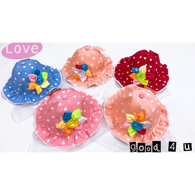 Mũ vành tròn chấm bi siêu dễ thương cho bé gái