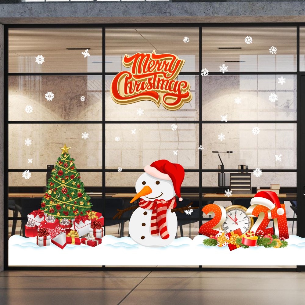 Decal trang trí giáng sinh G01, hit tĩnh điện mẫu mới, dễ thương, xinh xắn, ý nghĩa, giá rẻ