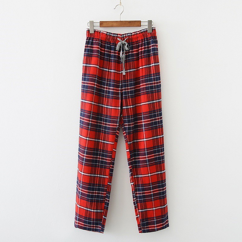 Quần nữ mặc nhà vải cotton kẻ sọc ngang phong cách