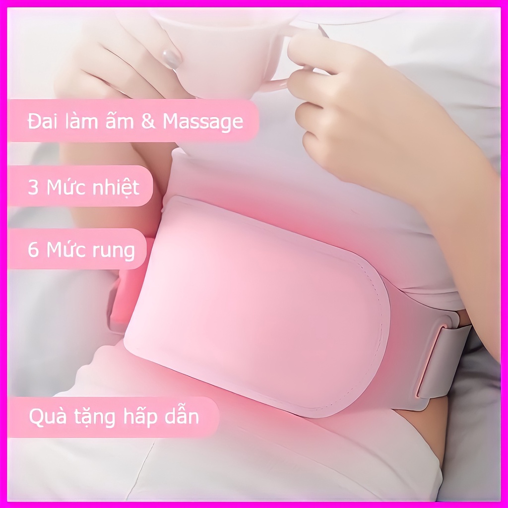 Đai sưởi ấm massage bụng ✨FREE SHIP✨ Đai chườm ấm massage giảm đau bụng kinh