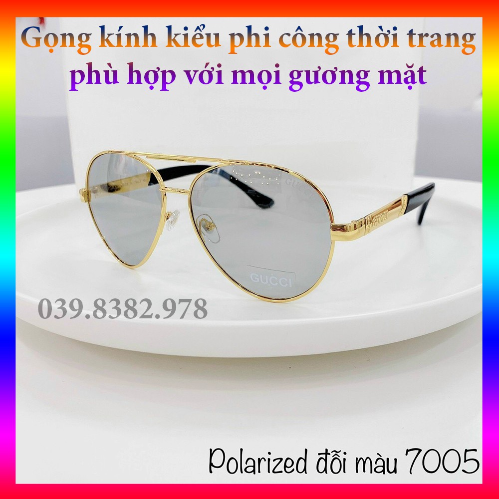 Mắt kính Nam phân cực Polarized đổi màu chống tia UV chống chói cao cấp kiểu phi công gọng kính nét sắc sảo