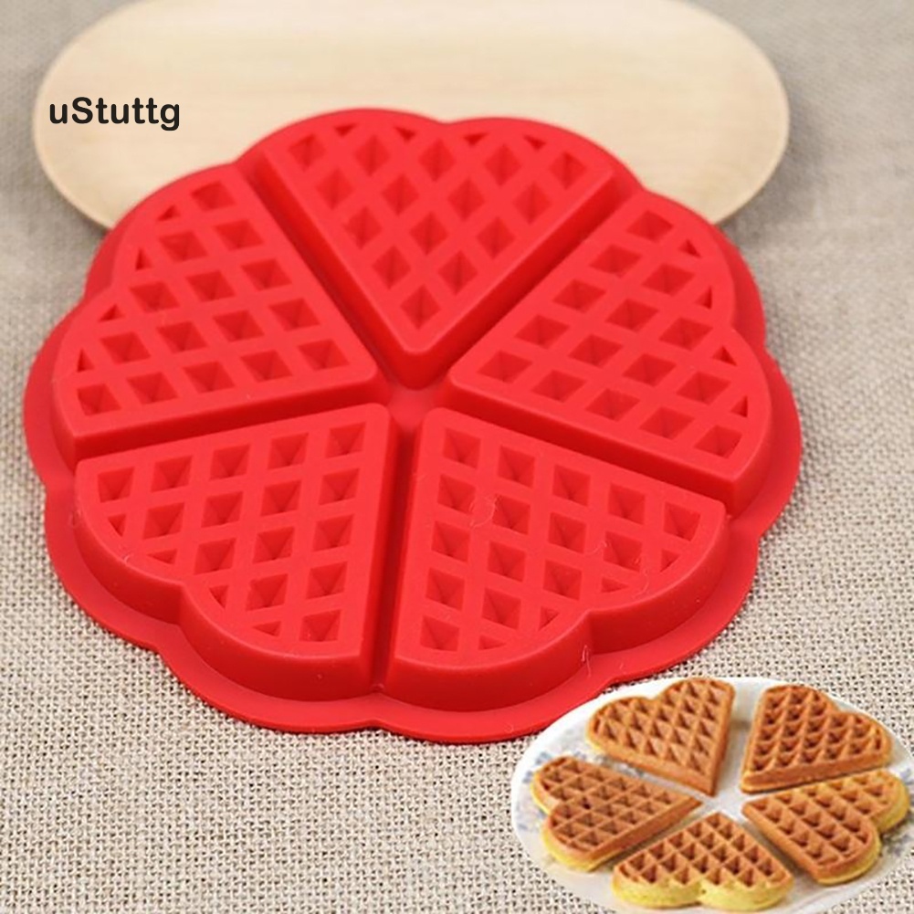 Khuôn Silicone Tạo Hình Làm Bánh Waffle / Bánh Quế Hình Tròn / Trái Tim