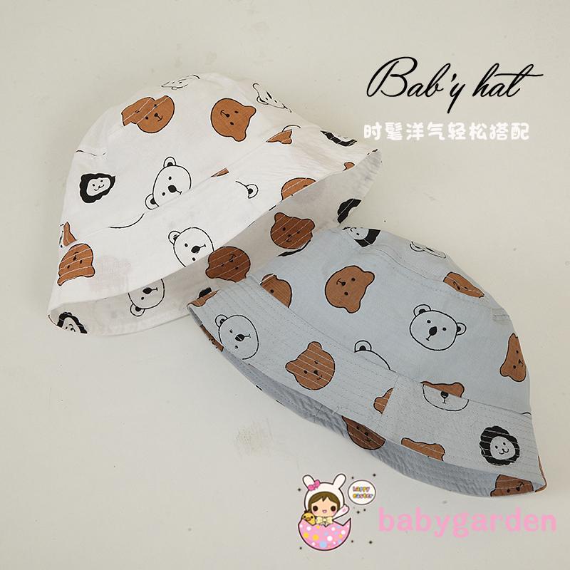 Mũ rộng vành chống nắng in hình gấu hoạt hình có thể gấp gọn thời trang mùa hè cho bé