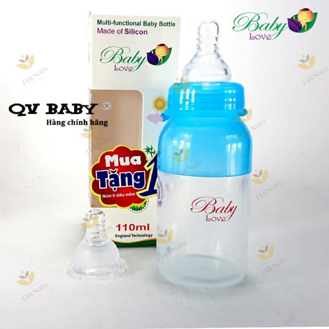 Bình sữa Baby Love 2 trong 1 silicon 110ml thương hiệu Anh